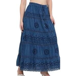 Braja woman's Blue Tiered Maxi Skirt One size